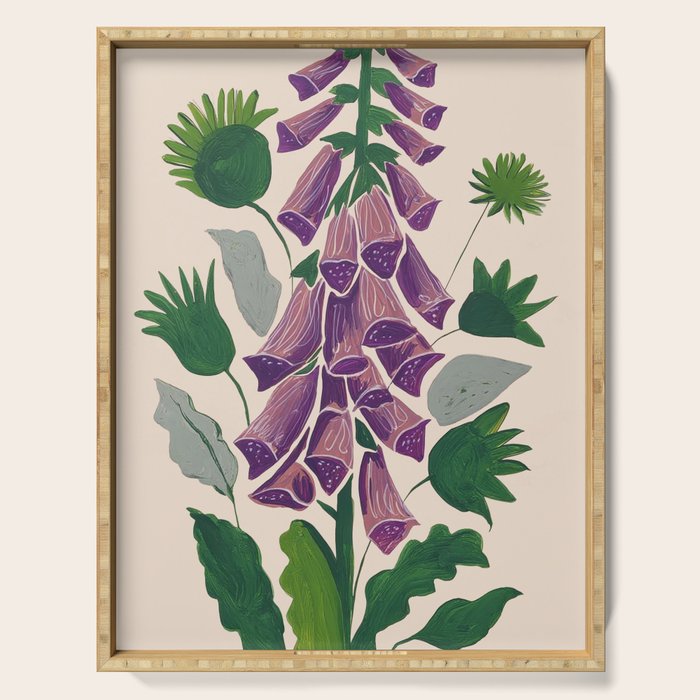Contemporary Botanical Garden Foxglove in Bloom Serving Tray Gallery Image 1