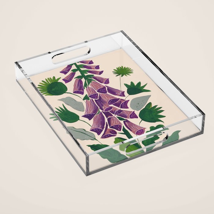 Contemporary Botanical Garden Foxglove in Bloom Acrylic Tray Gallery Image 1