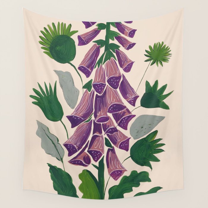 Contemporary Botanical Garden Foxglove in Bloom Wall Tapestry Gallery Image 1