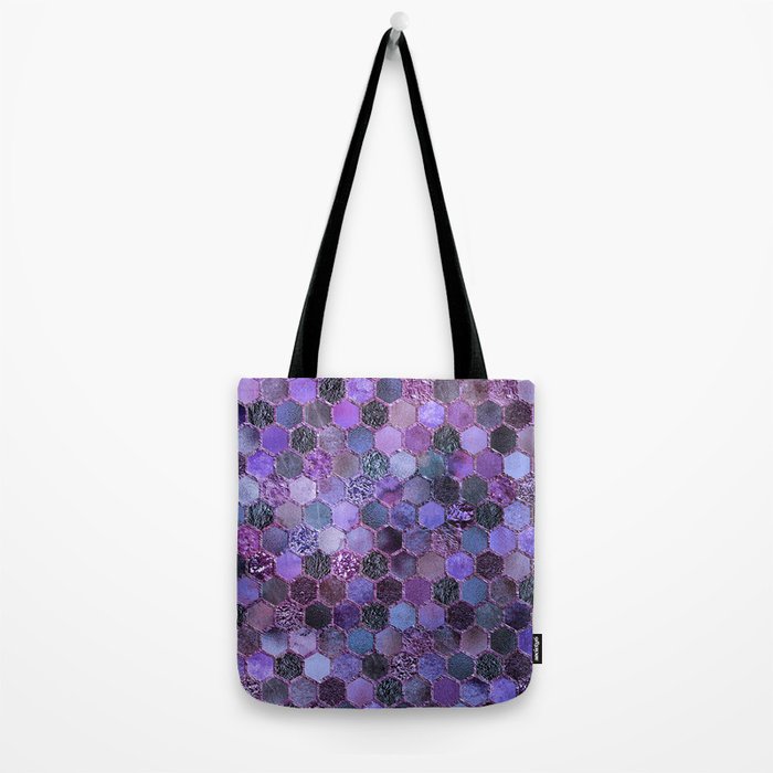 Purple geometric hexagonal elegant & luxury pattern Tote Bag Gallery Image 2