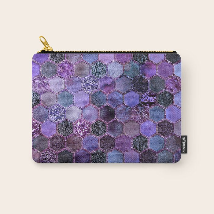 Purple geometric hexagonal elegant & luxury pattern Carry All Pouch Gallery Image 1