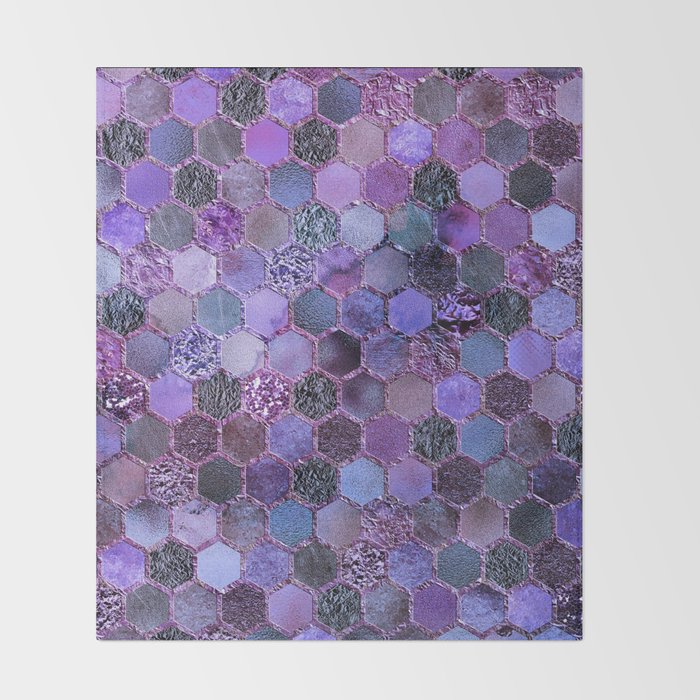 Purple geometric hexagonal elegant & luxury pattern Throw Blanket Gallery Image 2
