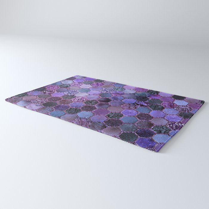 Purple geometric hexagonal elegant & luxury pattern Rug Gallery Image 3