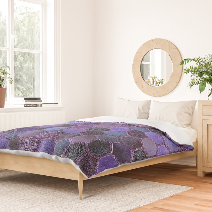 Purple geometric hexagonal elegant & luxury pattern Duvet Cover Gallery Image 2