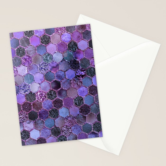 Purple geometric hexagonal elegant & luxury pattern Stationery Card Gallery Image 2