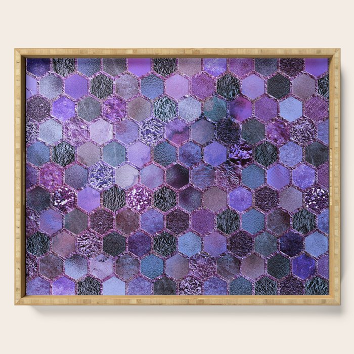 Purple geometric hexagonal elegant & luxury pattern Serving Tray Gallery Image 1