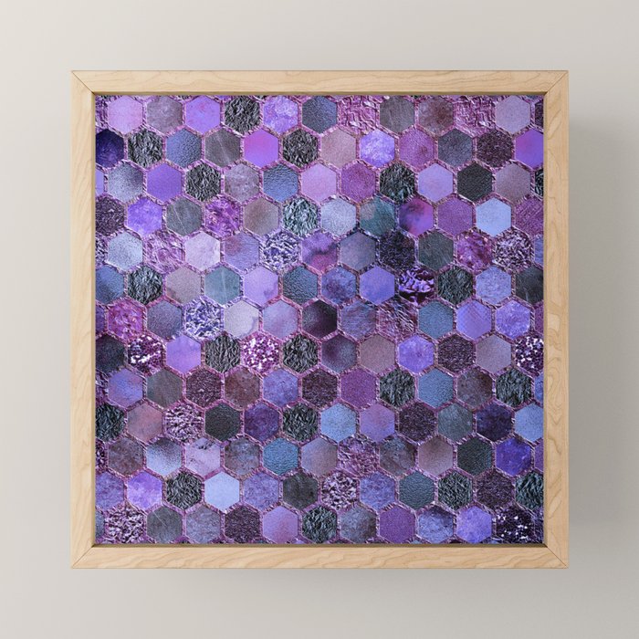 Purple geometric hexagonal elegant & luxury pattern Mini Art Print Gallery Image 1