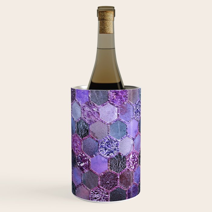 Purple geometric hexagonal elegant & luxury pattern Wine Chiller Gallery Image 2