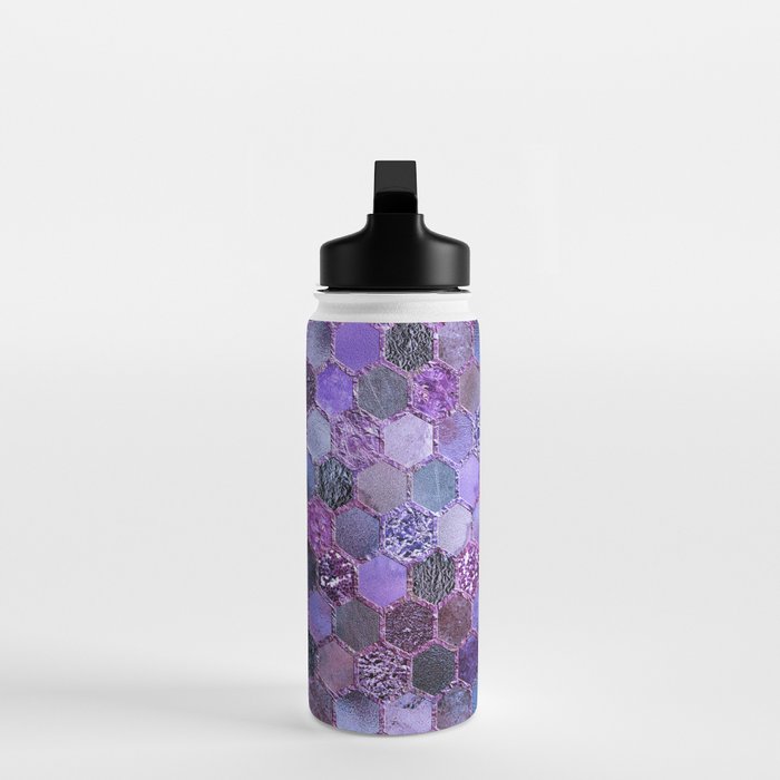 Purple geometric hexagonal elegant & luxury pattern Water Bottle Gallery Image 3