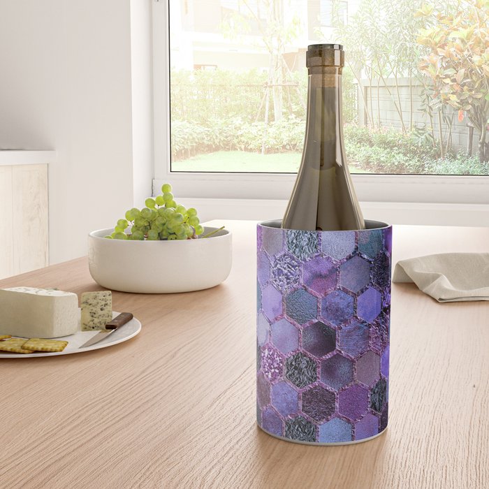 Purple geometric hexagonal elegant & luxury pattern Wine Chiller Gallery Image 4