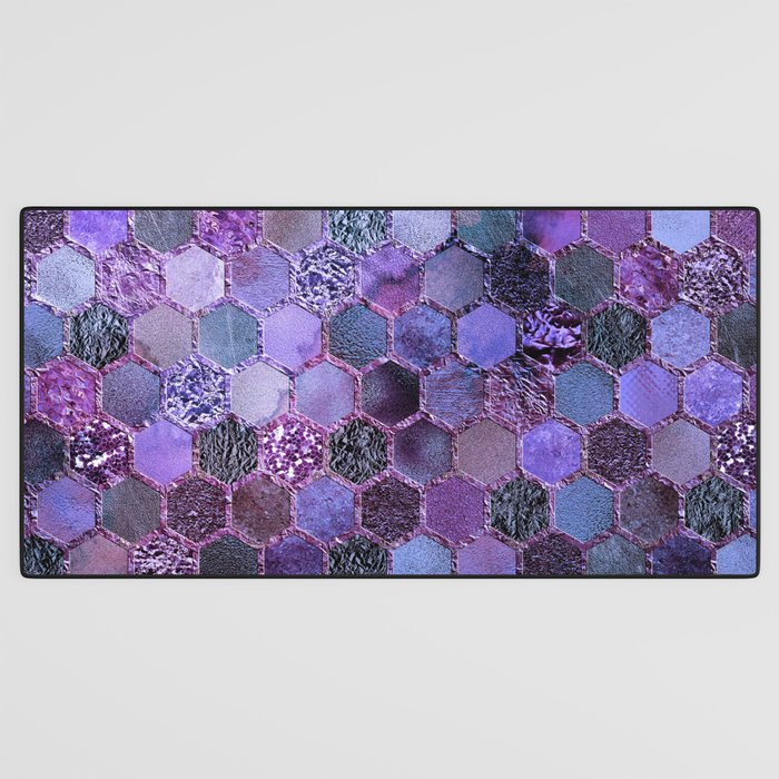 Purple geometric hexagonal elegant & luxury pattern Desk Mat Gallery Image 3