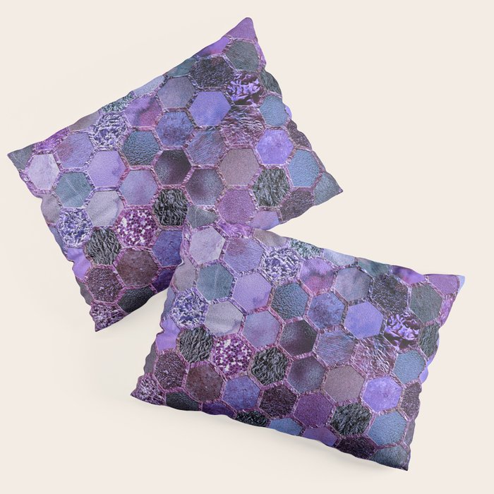 Purple geometric hexagonal elegant & luxury pattern Pillow Sham Gallery Image 3