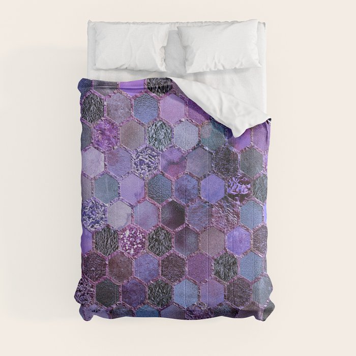 Purple geometric hexagonal elegant & luxury pattern Comforter Gallery Image 8