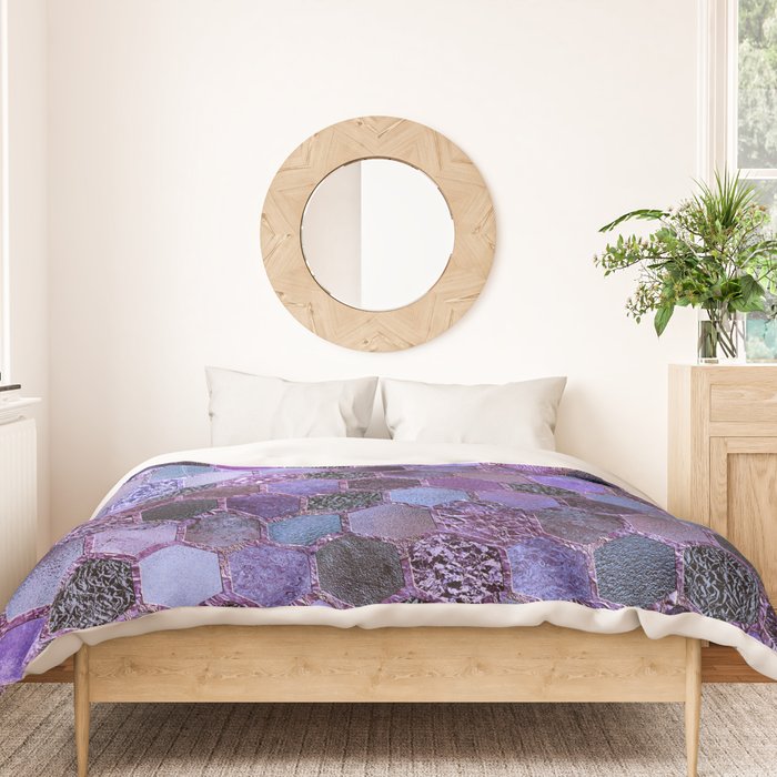 Purple geometric hexagonal elegant & luxury pattern Duvet Cover Gallery Image 3