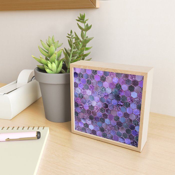 Purple geometric hexagonal elegant & luxury pattern Mini Art Print Gallery Image 2