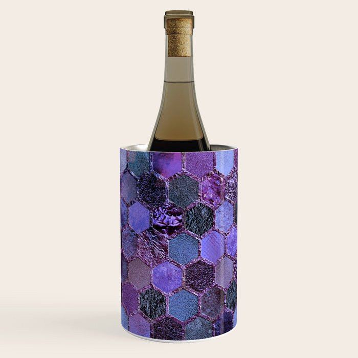 Purple geometric hexagonal elegant & luxury pattern Wine Chiller Gallery Image 3