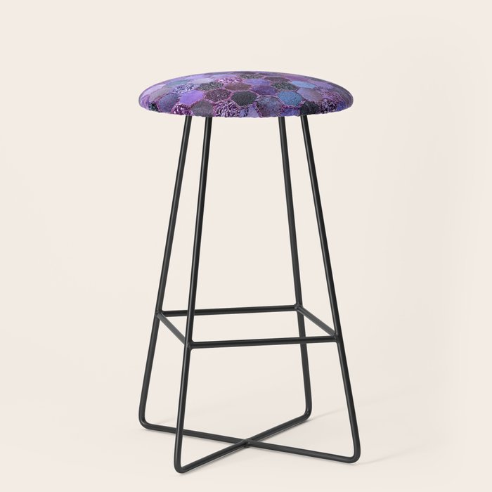 Purple geometric hexagonal elegant & luxury pattern Stool Gallery Image 1