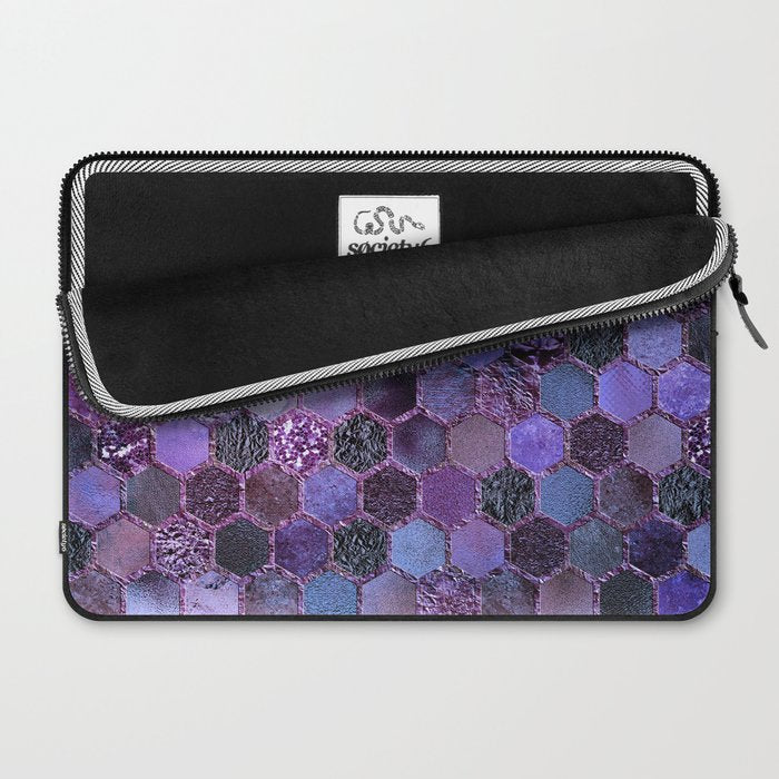 Purple geometric hexagonal elegant & luxury pattern Laptop Sleeve Gallery Image 2