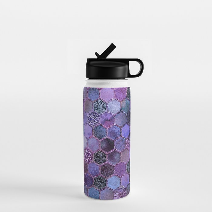 Purple geometric hexagonal elegant & luxury pattern Water Bottle Gallery Image 1