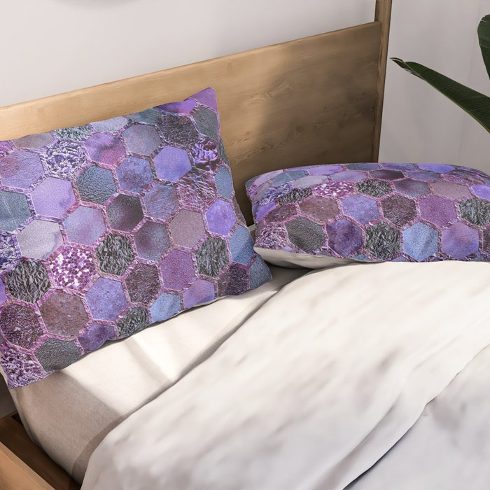 Purple geometric hexagonal elegant & luxury pattern Pillow Sham Gallery Image 2