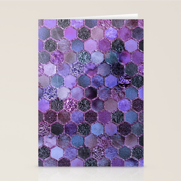 Purple geometric hexagonal elegant & luxury pattern Stationery Card Gallery Image 2