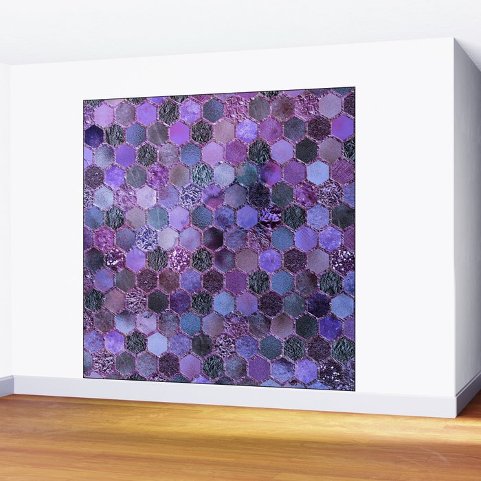Purple geometric hexagonal elegant & luxury pattern Wall Mural Gallery Image 2