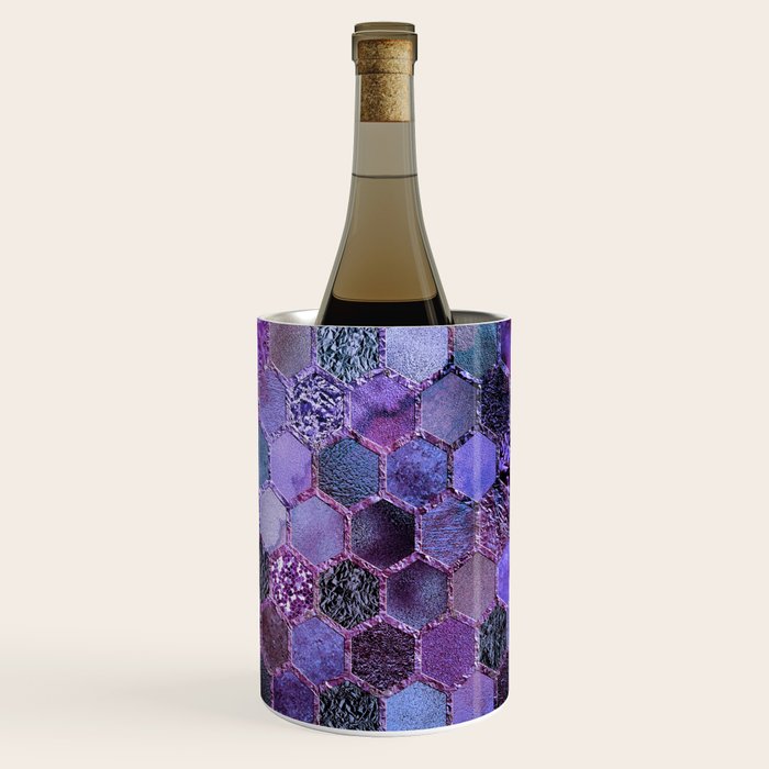 Purple geometric hexagonal elegant & luxury pattern Wine Chiller Gallery Image 1