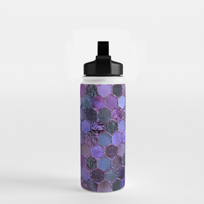 Purple geometric hexagonal elegant & luxury pattern Water Bottle Gallery Image 2