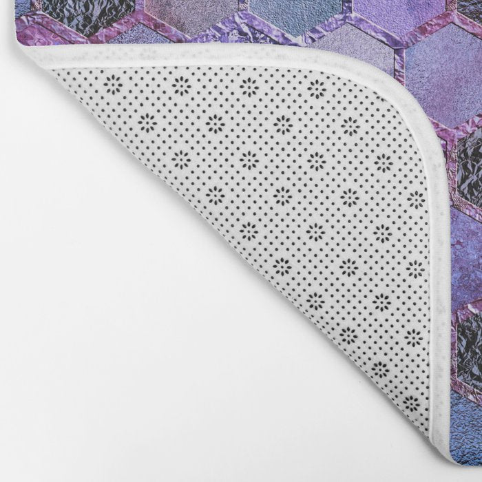 Purple geometric hexagonal elegant & luxury pattern Bath Mat Gallery Image 2