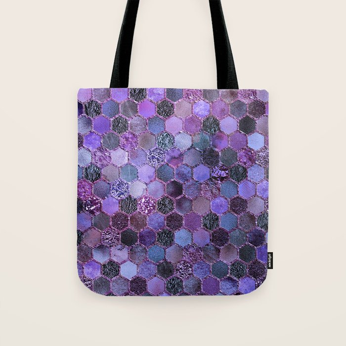 Purple geometric hexagonal elegant & luxury pattern Tote Bag Gallery Image 1