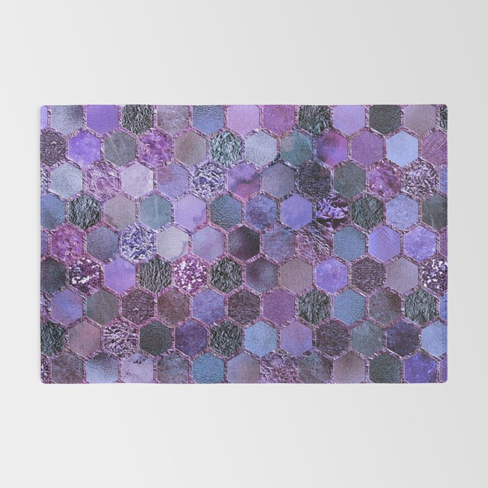 Purple geometric hexagonal elegant & luxury pattern Rug Gallery Image 2