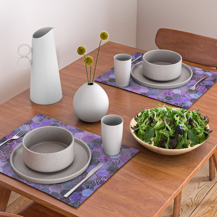 Purple geometric hexagonal elegant & luxury pattern Placemat Gallery Image 2