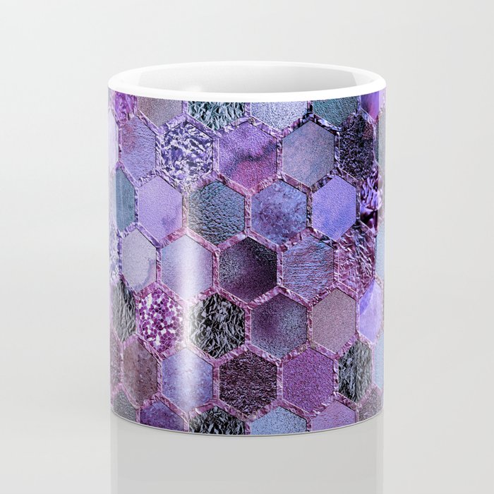 Purple geometric hexagonal elegant & luxury pattern Coffee Mug Gallery Image 4