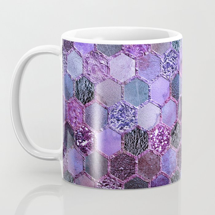 Purple geometric hexagonal elegant & luxury pattern Coffee Mug Gallery Image 3