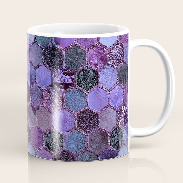 Purple geometric hexagonal elegant & luxury pattern Coffee Mug Gallery Image 1