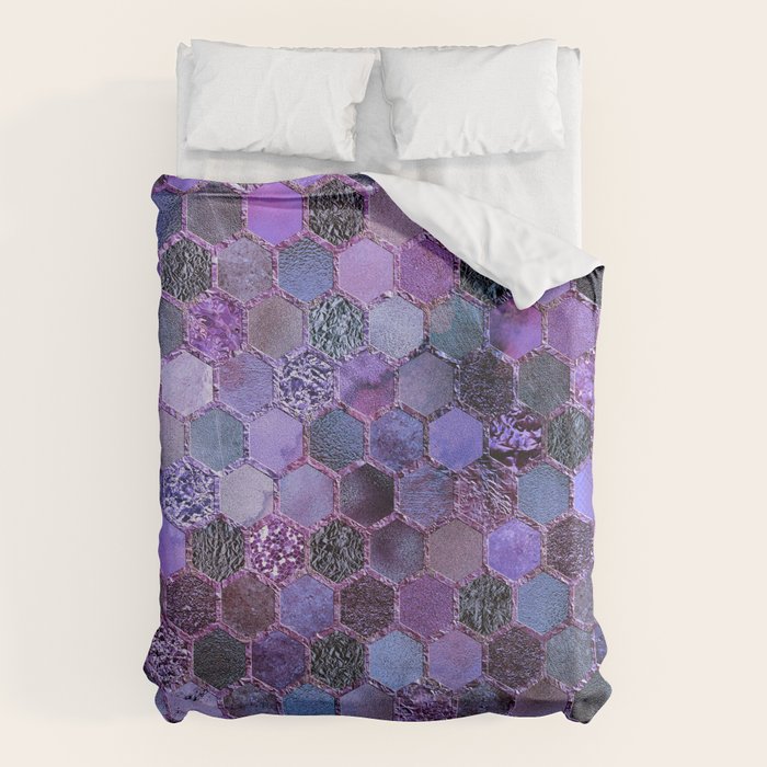 Purple geometric hexagonal elegant & luxury pattern Duvet Cover Gallery Image 1