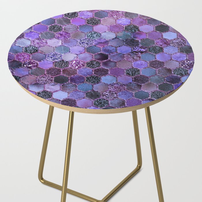 Purple geometric hexagonal elegant & luxury pattern Side Table Gallery Image 2