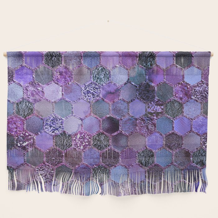 Purple geometric hexagonal elegant & luxury pattern Wall Hanging Gallery Image 1
