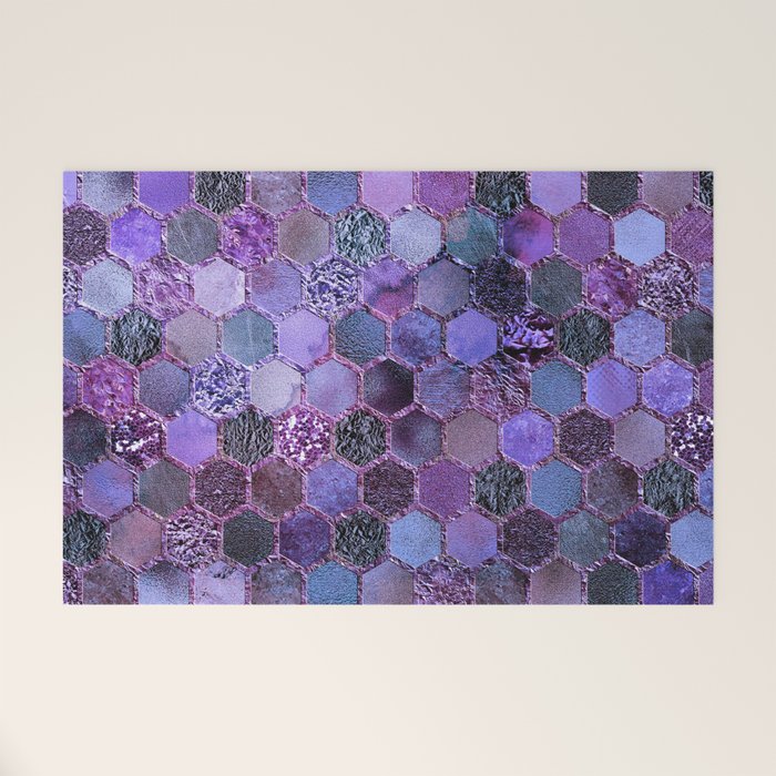 Purple geometric hexagonal elegant & luxury pattern Welcome Mat Gallery Image 1
