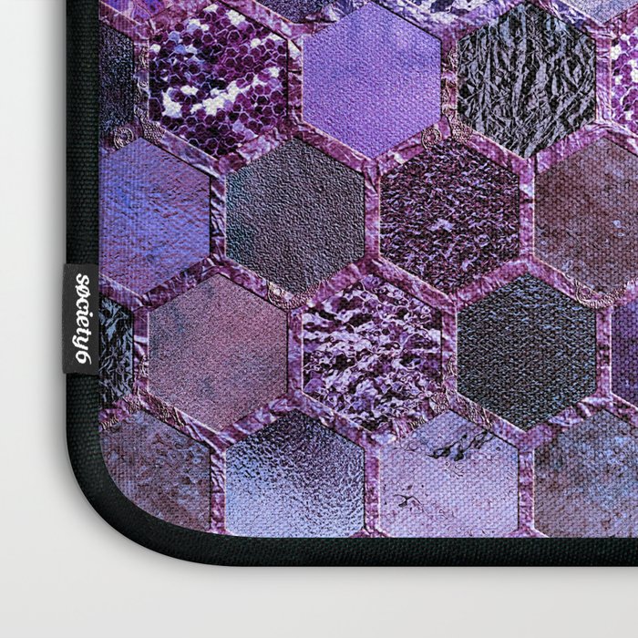 Purple geometric hexagonal elegant & luxury pattern Laptop Sleeve Gallery Image 3
