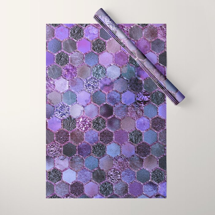 Purple geometric hexagonal elegant & luxury pattern Wrapping Paper Gallery Image 1