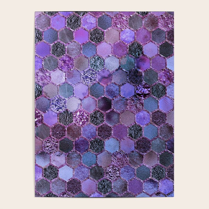 Purple geometric hexagonal elegant & luxury pattern Poster Gallery Image 4