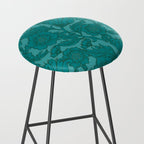 Teal Floral Flourish - Large Stool Gallery Image 2