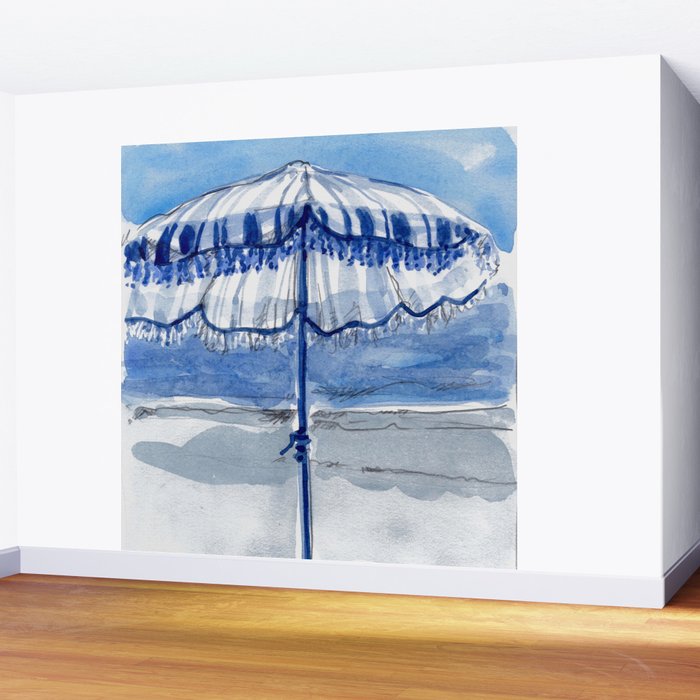 Blue Beach Umbrella Shade Wall Mural Gallery Image 2