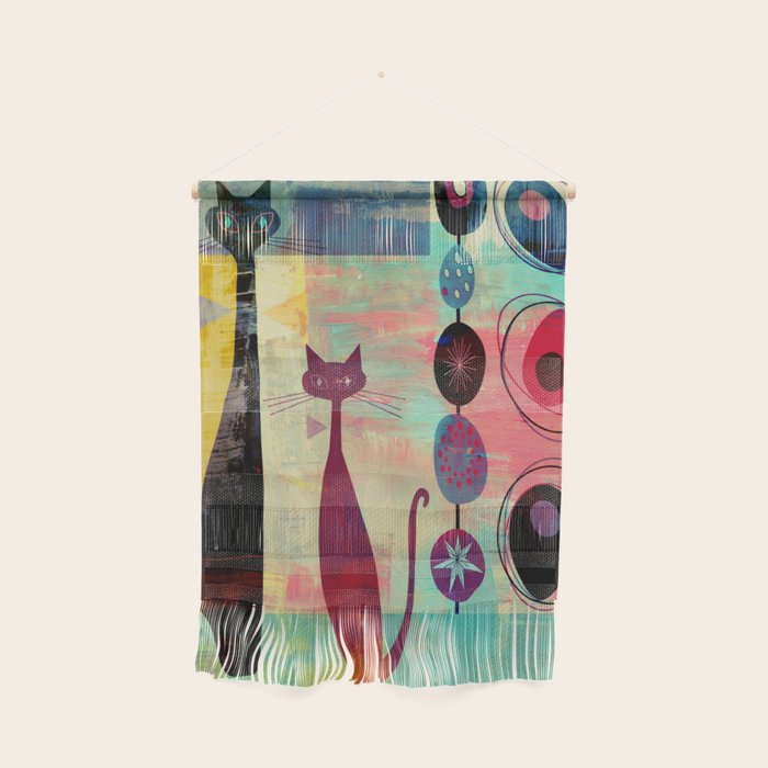 Mid-Century Modern 2 Cats - Graffiti Style Wall Hanging Gallery Image 1