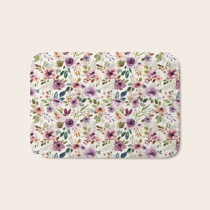 Autumn Amethyst Floral Bath Mat Gallery Image 1