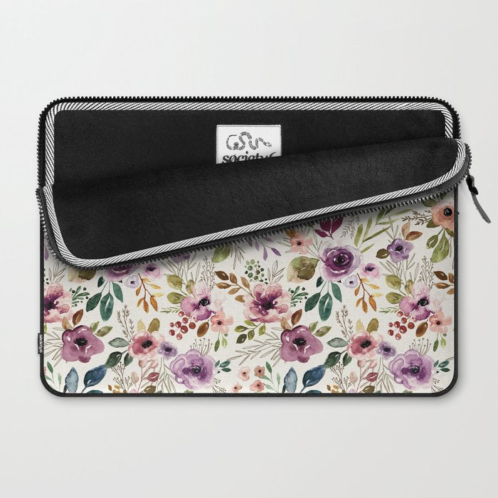 Autumn Amethyst Floral Laptop Sleeve Gallery Image 2