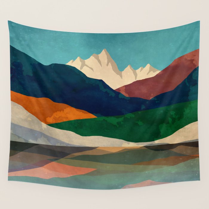 Mountains by the lake Wall Tapestry Gallery Image 4