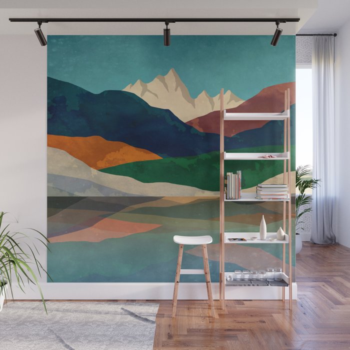 Mountains by the lake Wall Mural