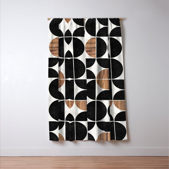 Mid-Century Modern Pattern No.1 - Concrete and Wood Window Curtain Gallery Image 3